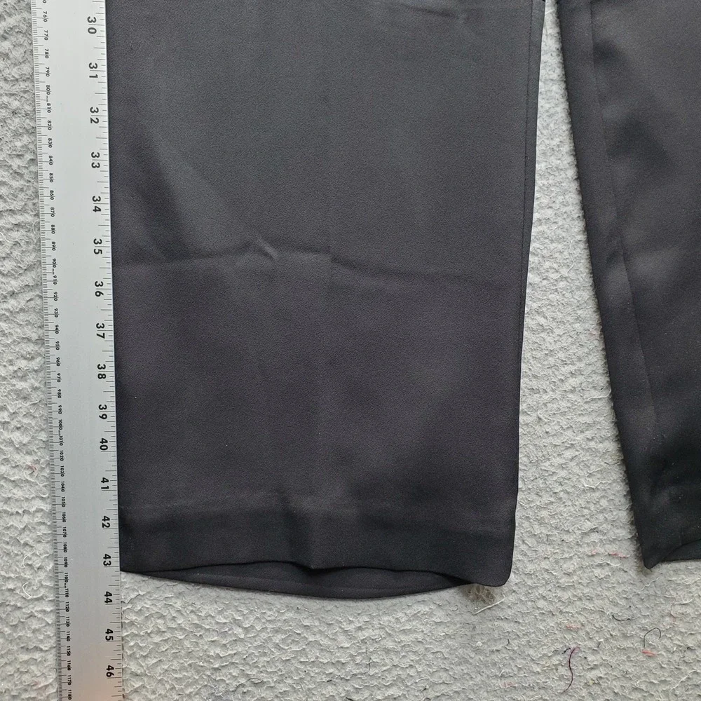 Chico's Dressy Blocked Pants Womens 12 Black Formal‎ Oxford Flat-Front Wide-Leg